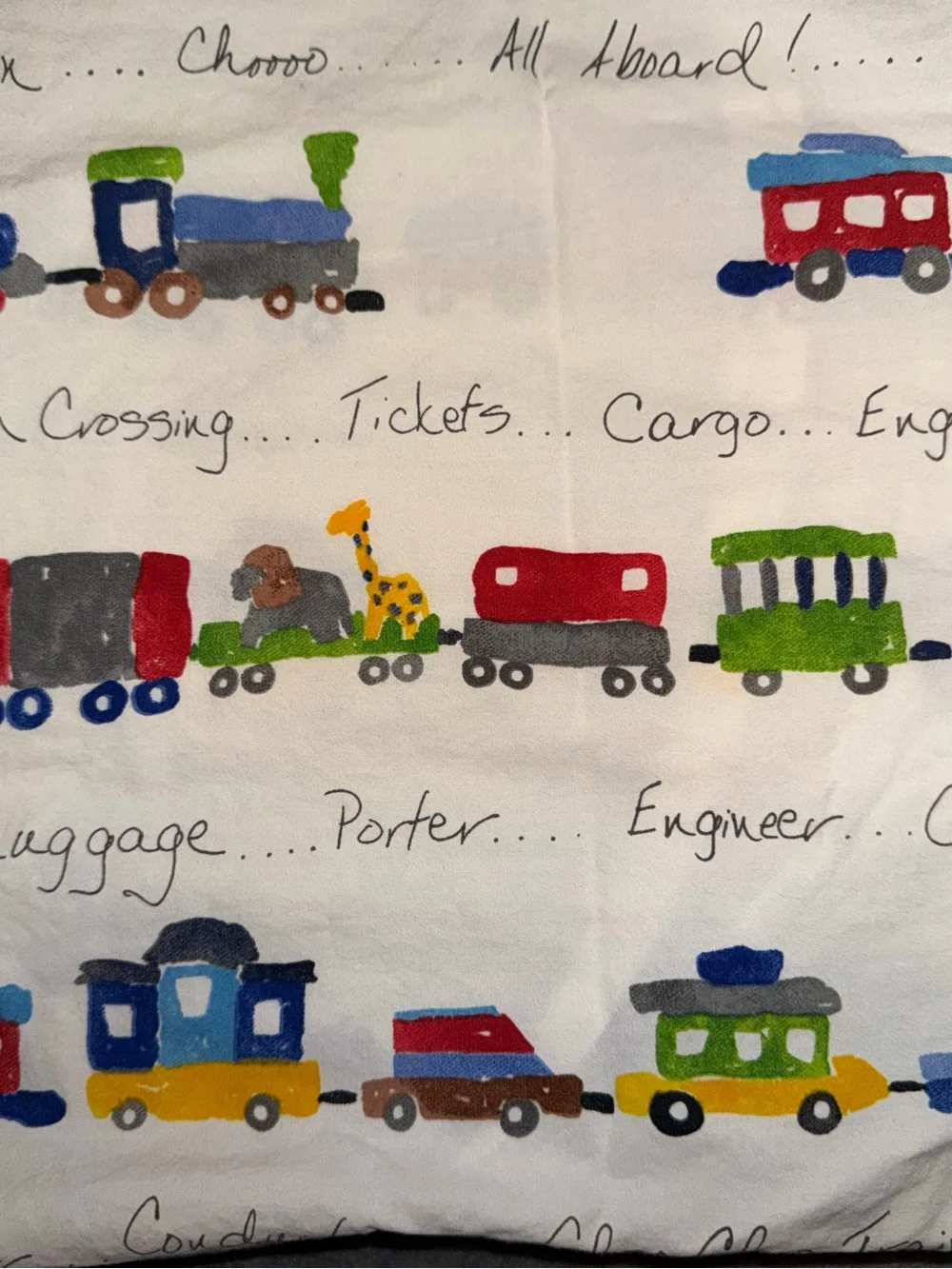 Pottery Barn Kids Choo Choo  Train  Standard Size Pillowcase